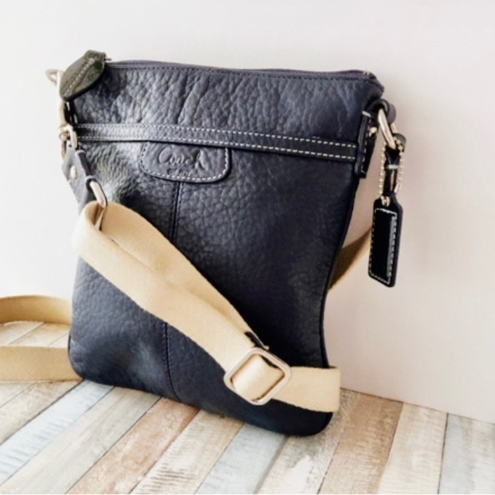 COACH 42206 PENELOPE NAVY PEBBLED LEATHER CROSSBODY - Picture 5 of 11